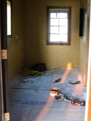 DATELINE, FRIDAY, 9/22/03 - work has begun on the tile floor