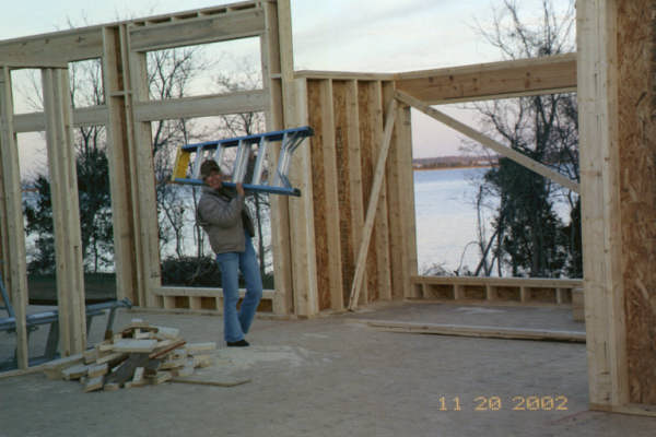 Me carrying the ladder!