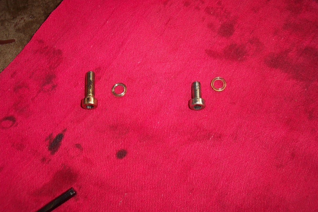 bottom bolts and copper sealing washers.