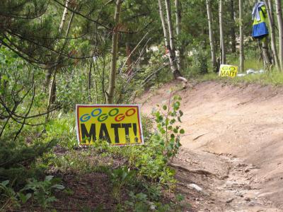 Matt signs line the trail