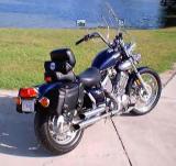 XV535 WITH HOMEMADE BACKREST, CONVERTED INDIVIDUAL SADDLE BAGS FROM THROW-OVERS AND TURN SIGNAL RELOCATION BRACKETS