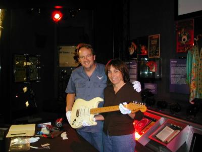 Mike with the original Hendrix Strat earlier in 2002 at the EMP