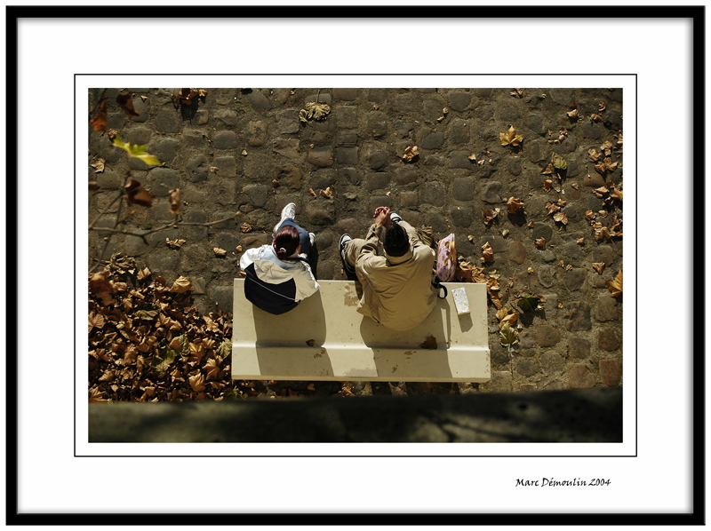 Two on a bench, private conversation