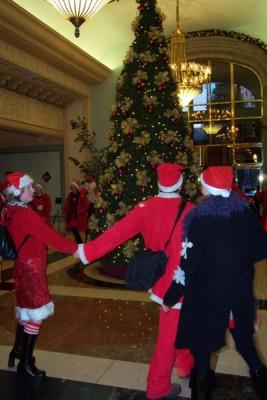 Santa did a circle around the tree at the Hotel Vancouver, but then they didn't want us in the lounge! NAUGHTY!!!