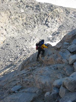 Climbing the moraine