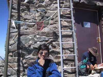 Sandy with prayer flags