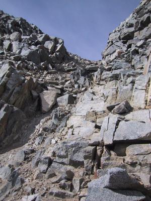 9/23 10:10AM: Up the crux chute