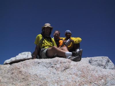 Mount Muir: Mike, Bud, & Santosh on the summit of Mount Muir.