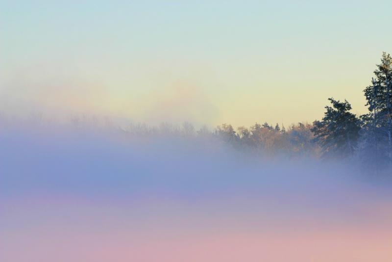 Foggy sunset