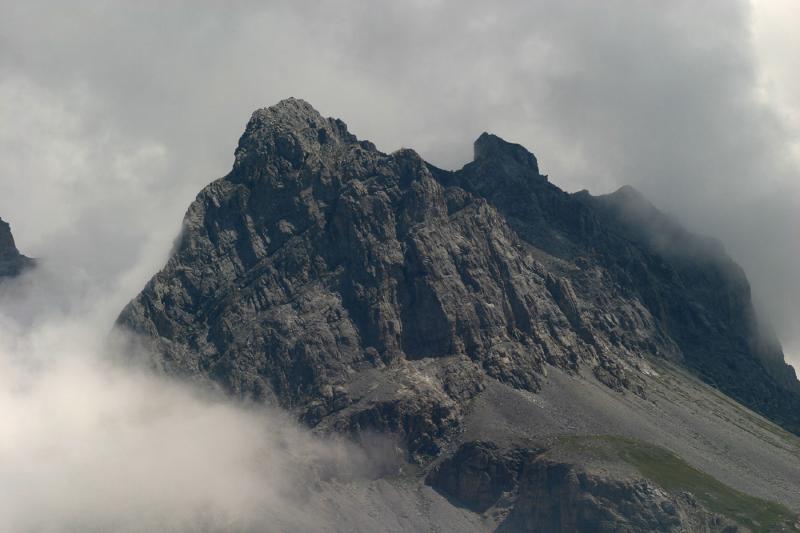 mountain in the fog
