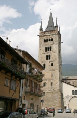 in front of the cathedral : the tower