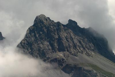mountain in the fog