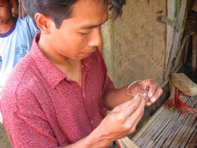 getting my own ring made in Lombok at the basket weaving shop