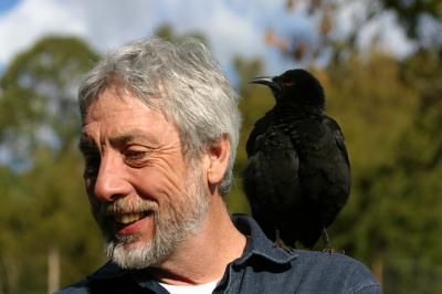 Fred with Ash, white winged chough