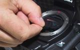 Hold the dust cover near the screw hole