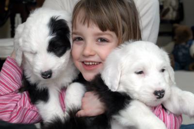 Ok Mary, Hold these two puppies and smile!