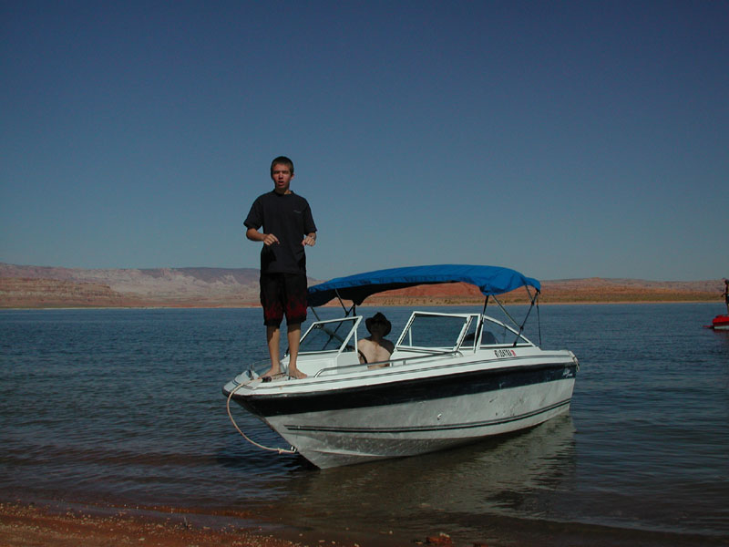 Mark, on our lovely (ha ha) rental boat