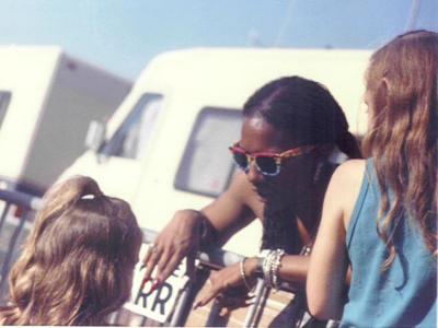 Charmaine chats up my oldest daughters, jazz fest 1987.