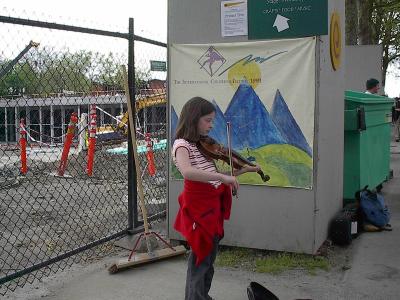 busking at Folklife in Seattle, May 2002
