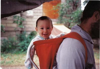 on Daddy's back, Weiser, Idaho, June 1992