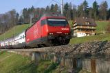 Train along Rotsee (Switzerland)