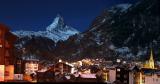 Zermatt (1620 m) with Matterhorn (4478 m) on night