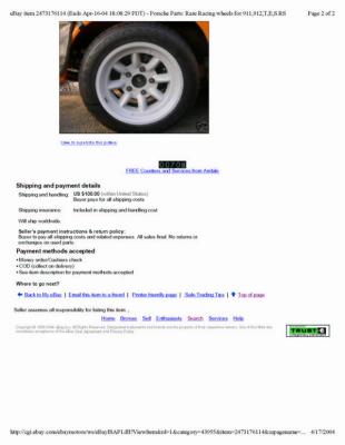 Minilite 8x15 Forged Aluminum Wheels eBay 04162004 -  $1075 RNM - Photo 2