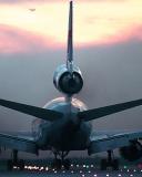 DC10 takeoff sunset aviation stock photo #SS9703p