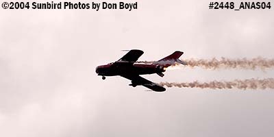 Lyle T. Shelton's Red Bull MiG-17F at the 2004 Aviation Nation Air Show stock photo #2448