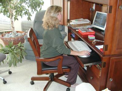 Laureen in Her New Computer Chair