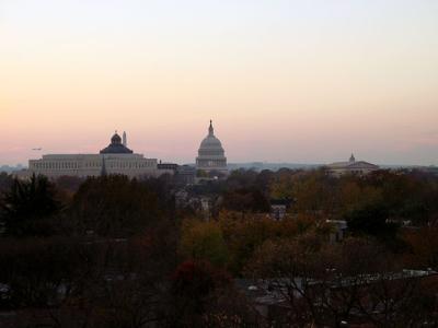 Sunset over LOC, Capitol, from the roof