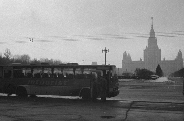 Intourist bus in front of Moscow State University