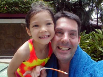At the pool with Shannon in Bangkok: 2000