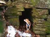 Boo checking out a stone culvert