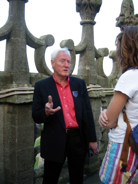 The guide on the roof of the cathedral