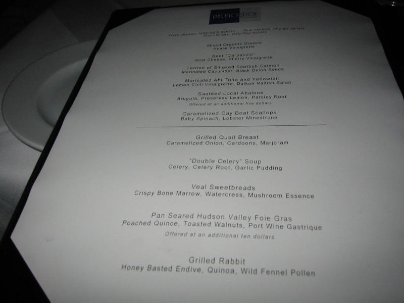 Menu with Grilled Rabbit