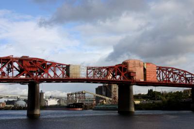 bridge, harbor and clouds