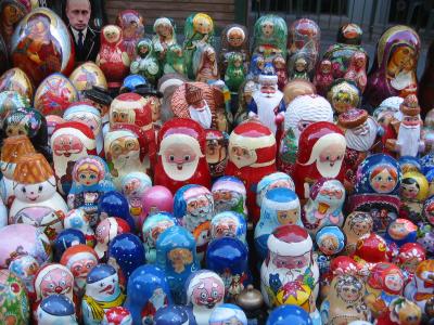  Russian Santa Claus Figures at Street Fair