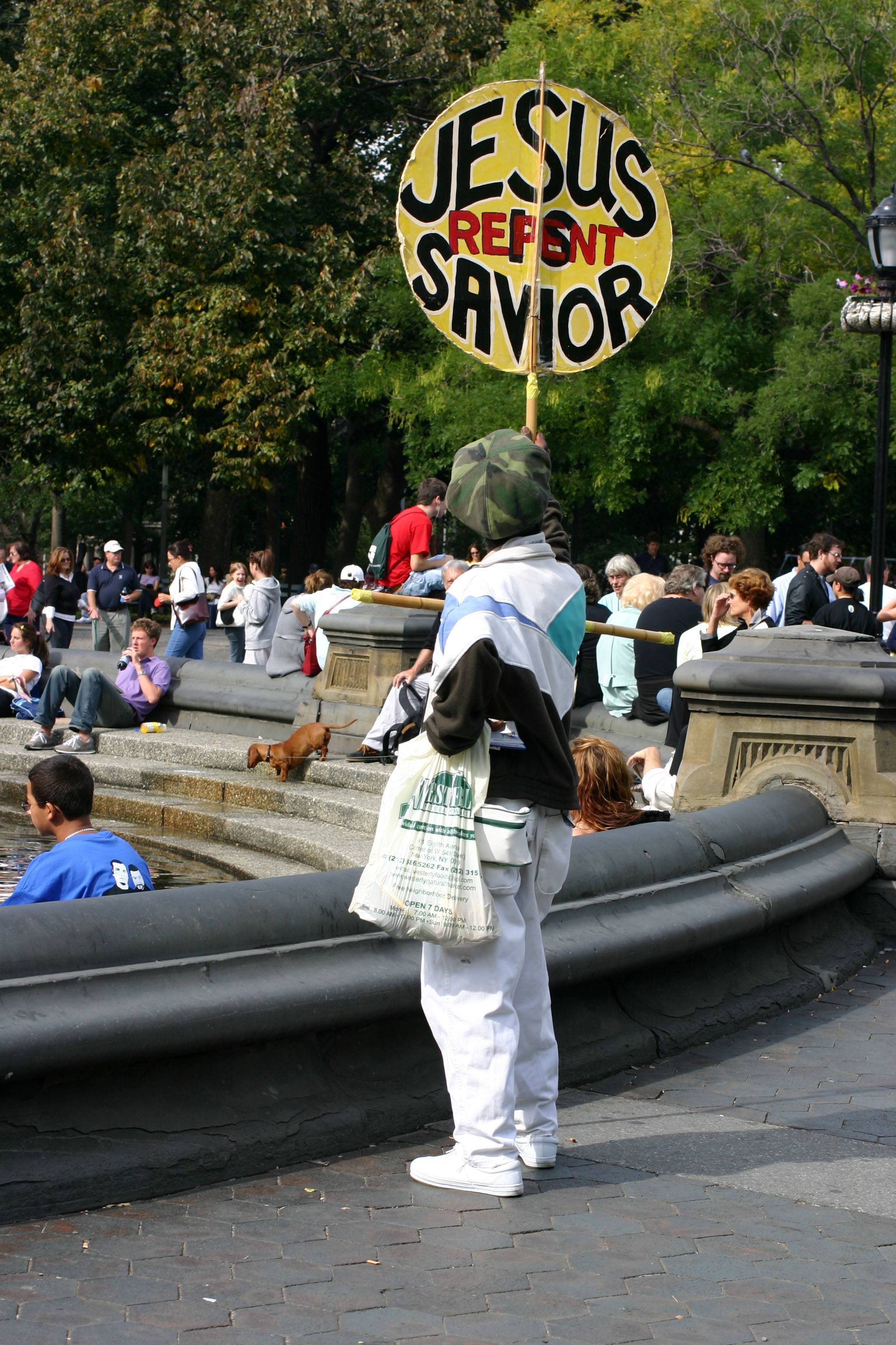 Jesus Saves Banner Carrier