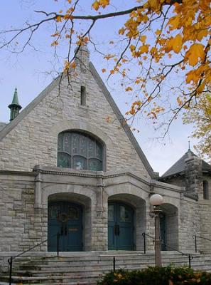 Autumn leaves and church