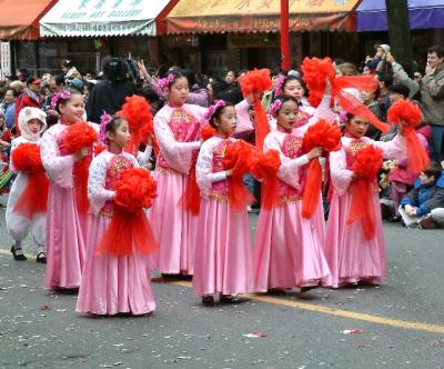 ... and girls in pink;