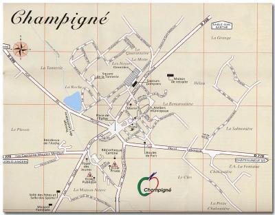 Stratenplan van Champign en omgeving