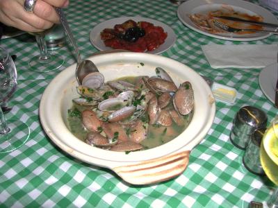 clams cooked with white wine and herbs