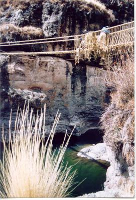 The Keshwa chaca hangs about 20 metres above the river
