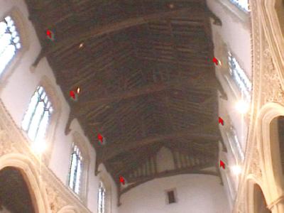 Close-up shots of the angels in the ancient 'angel roof', St Andrew's, Isleham.