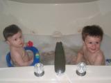 Grandchildren Jack and Jordan visiting the Weinberger bathtub