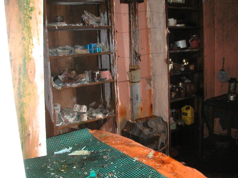 Inside the hut