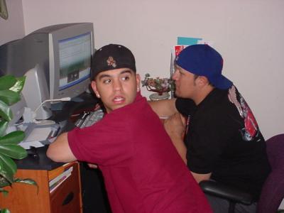 Luis Chavez and friend on computer