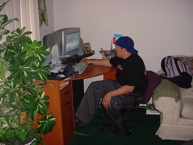 Luis on the computer