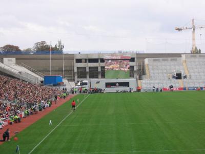 The giant TV screen.